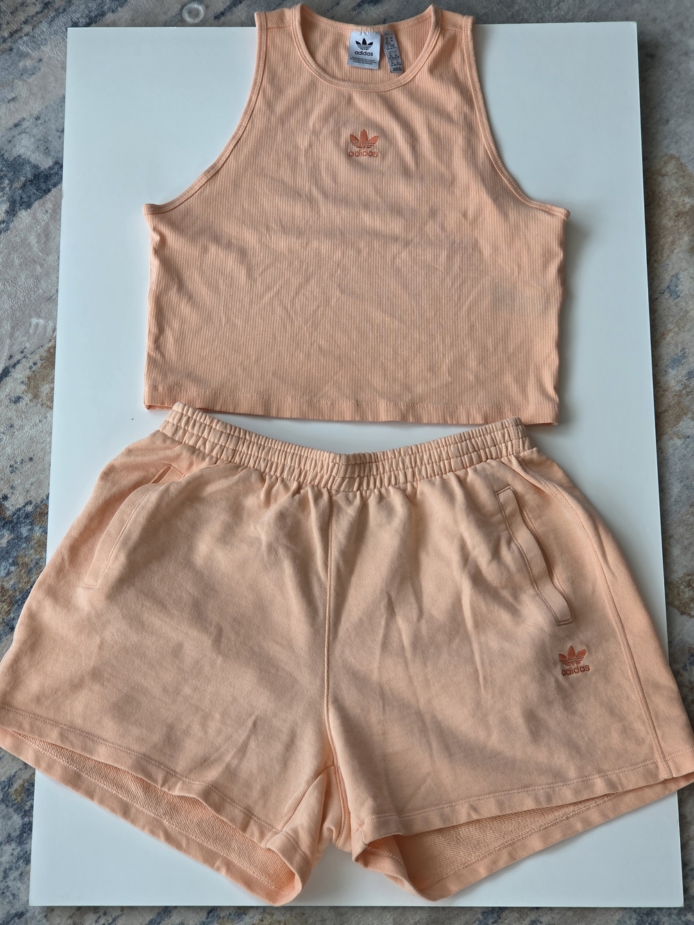 Adidas Women’s Peach Ribbed Crop Tank - Picture 2 of 5